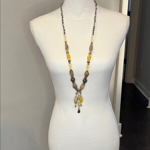 Chico's Yellow and Brown Beaded Necklace